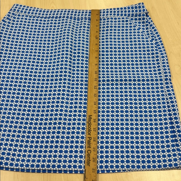 New Brooks Brothers 346 blue and white medallion pencil skirt with pockets 14 - Picture 6 of 9
